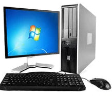HP Desktop Computer Core 2 Duo Windows 7 Pro 32 Bit LCD Monitor Keyboard Mouse Bundle PC